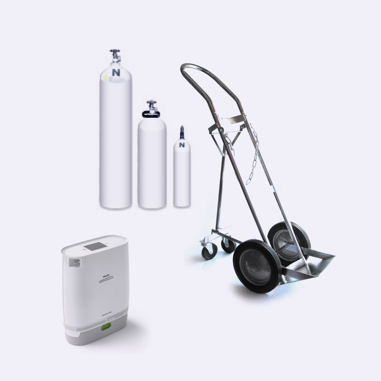 Oxygen concentator, cylinder and trolley hire/rental in Adelaide